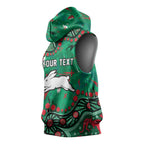 Personalized South Sydney Rabbitohs Sleeveless Hoodie Aboriginal Pattern with Graffiti Style Design