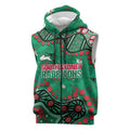 Personalized South Sydney Rabbitohs Sleeveless Zip Hoodie Aboriginal Pattern with Graffiti Style Design