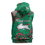 Personalized South Sydney Rabbitohs Sleeveless Zip Hoodie Aboriginal Pattern with Graffiti Style Design