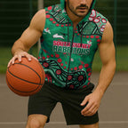 Personalized South Sydney Rabbitohs Sleeveless Zip Hoodie Aboriginal Pattern with Graffiti Style Design