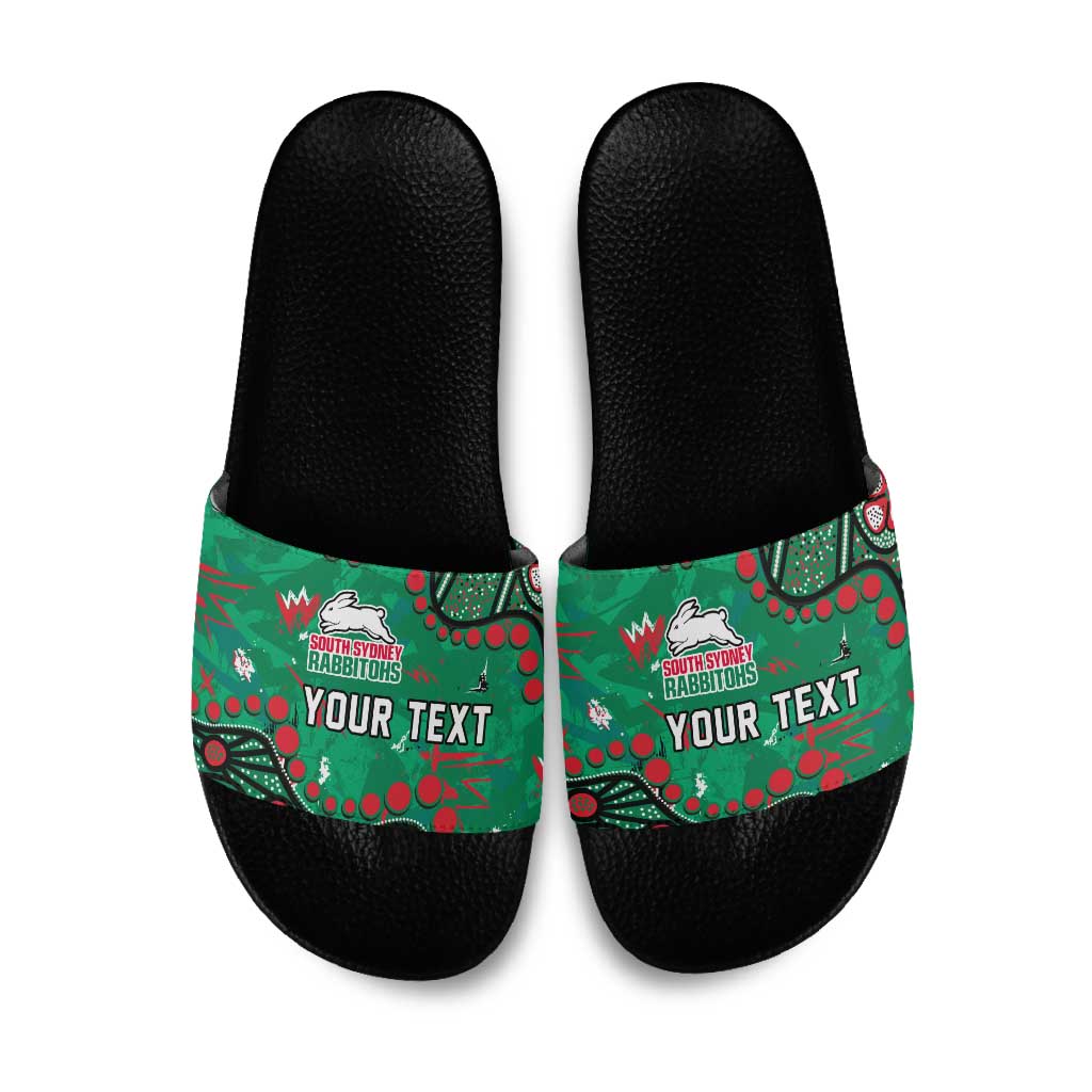Personalized South Sydney Rabbitohs Slide Sandals Aboriginal Pattern with Graffiti Style Design