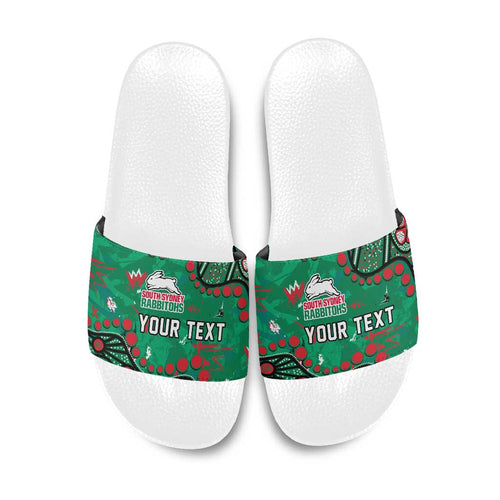 Personalized South Sydney Rabbitohs Slide Sandals Aboriginal Pattern with Graffiti Style Design