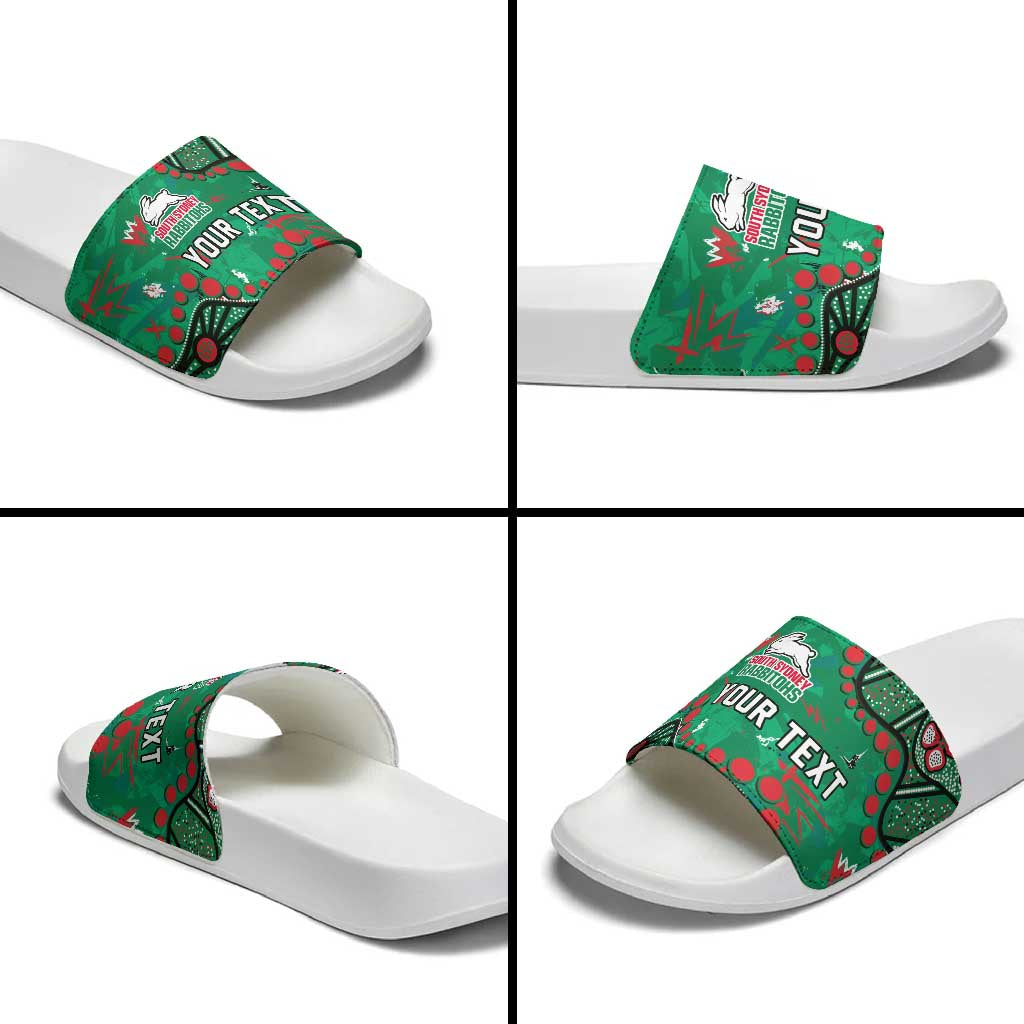Personalized South Sydney Rabbitohs Slide Sandals Aboriginal Pattern with Graffiti Style Design
