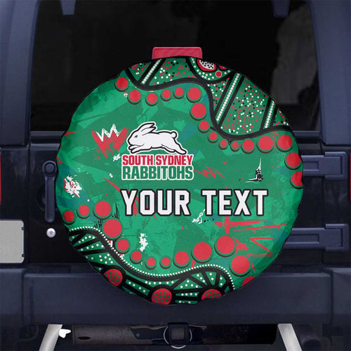 Personalized South Sydney Rabbitohs Spare Tire Cover Aboriginal Pattern with Graffiti Style Design