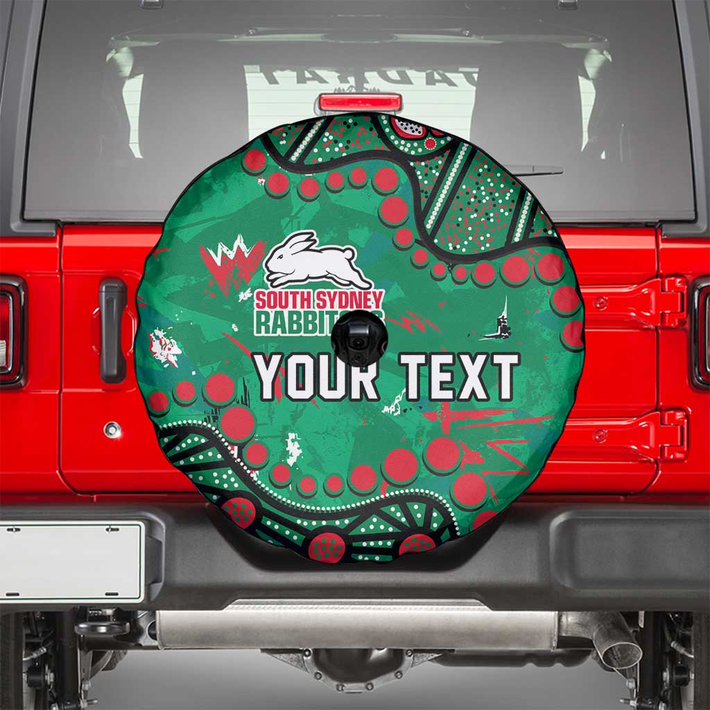 Personalized South Sydney Rabbitohs Spare Tire Cover Aboriginal Pattern with Graffiti Style Design