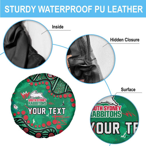 Personalized South Sydney Rabbitohs Spare Tire Cover Aboriginal Pattern with Graffiti Style Design