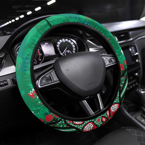 South Sydney Rabbitohs Steering Wheel Cover Aboriginal Pattern with Graffiti Style Design