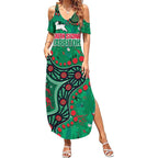 Personalized South Sydney Rabbitohs Summer Maxi Dress Aboriginal Pattern with Graffiti Style Design