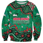 Personalized South Sydney Rabbitohs Sweatshirt Aboriginal Pattern with Graffiti Style Design