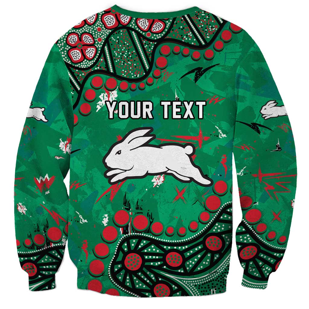 Personalized South Sydney Rabbitohs Sweatshirt Aboriginal Pattern with Graffiti Style Design