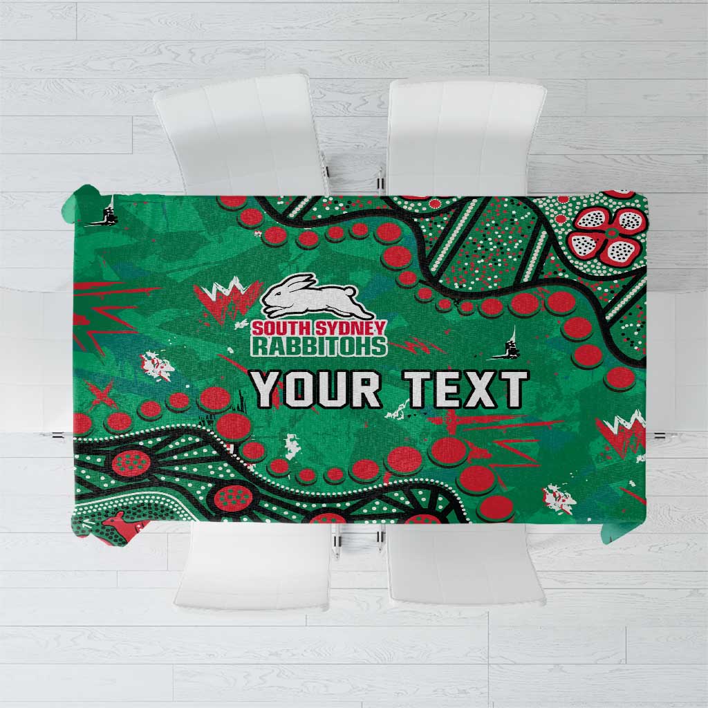 Personalized South Sydney Rabbitohs Tablecloth Aboriginal Pattern with Graffiti Style Design