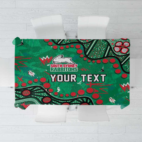 Personalized South Sydney Rabbitohs Tablecloth Aboriginal Pattern with Graffiti Style Design