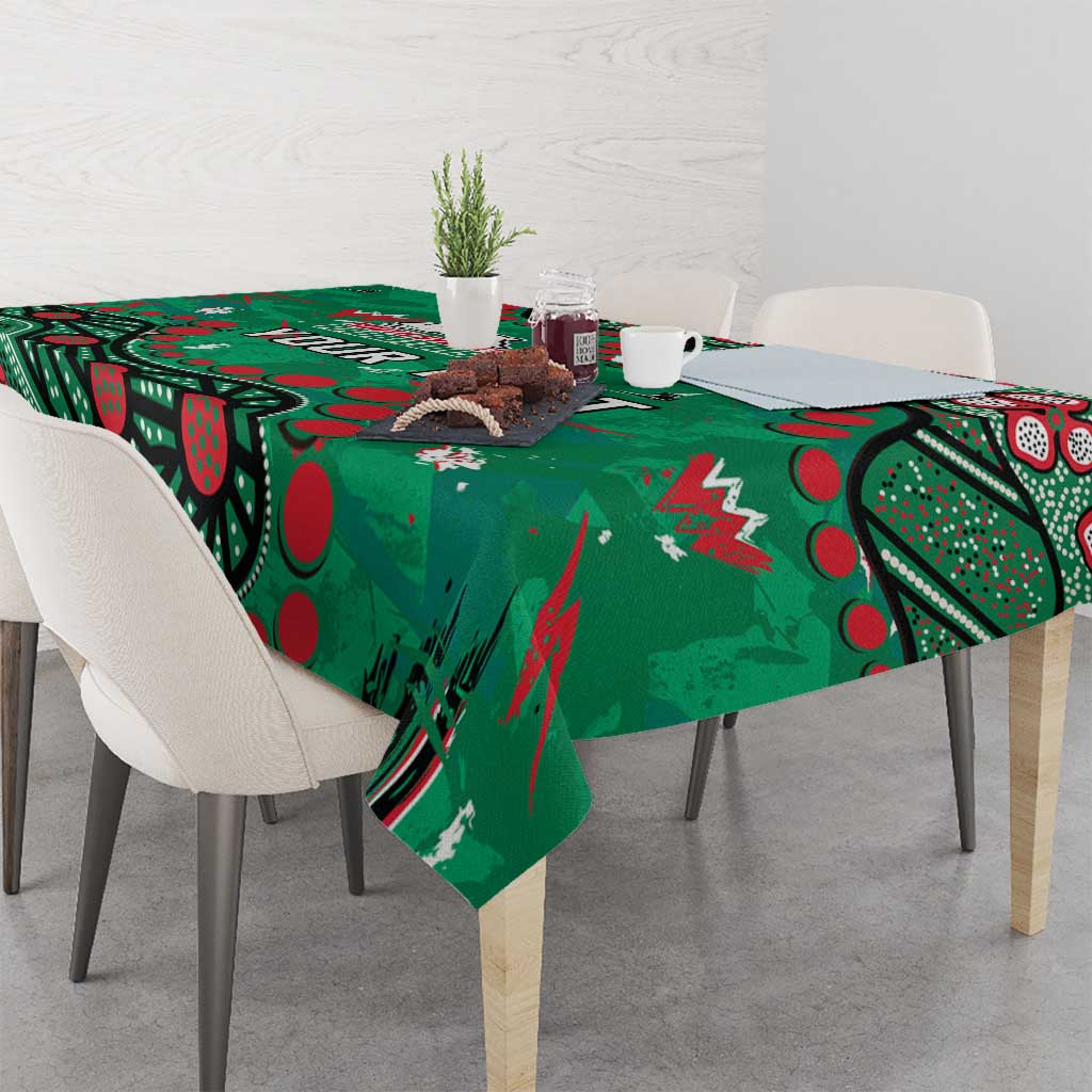 Personalized South Sydney Rabbitohs Tablecloth Aboriginal Pattern with Graffiti Style Design