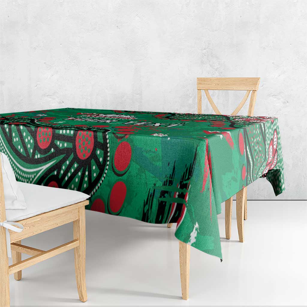 Personalized South Sydney Rabbitohs Tablecloth Aboriginal Pattern with Graffiti Style Design