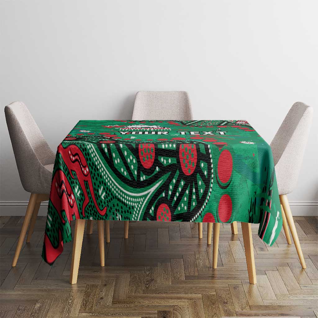 Personalized South Sydney Rabbitohs Tablecloth Aboriginal Pattern with Graffiti Style Design