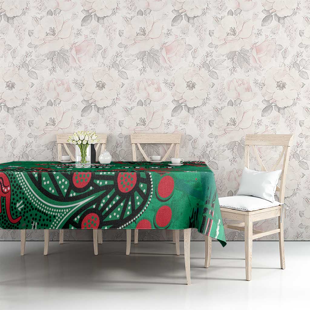 Personalized South Sydney Rabbitohs Tablecloth Aboriginal Pattern with Graffiti Style Design