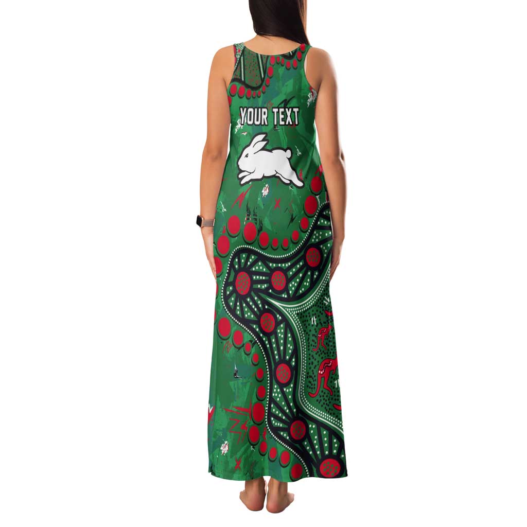 Personalized South Sydney Rabbitohs Tank Maxi Dress Aboriginal Pattern with Graffiti Style Design