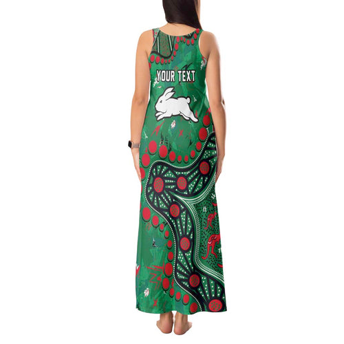 Personalized South Sydney Rabbitohs Tank Maxi Dress Aboriginal Pattern with Graffiti Style Design