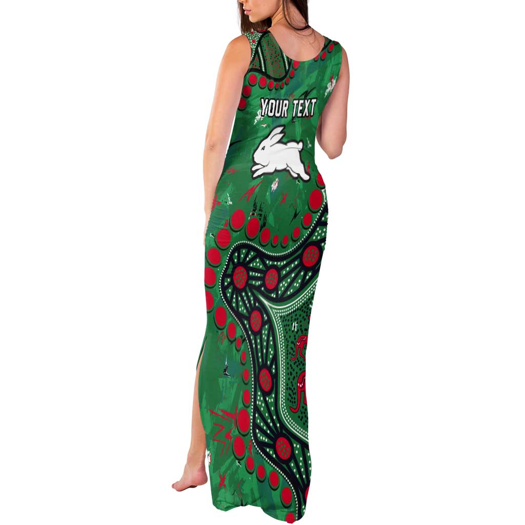 Personalized South Sydney Rabbitohs Tank Maxi Dress Aboriginal Pattern with Graffiti Style Design