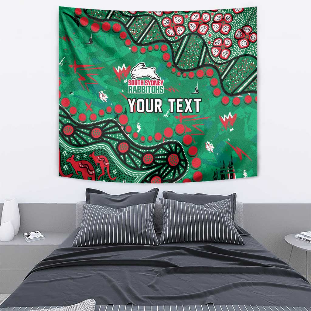 Personalized South Sydney Rabbitohs Tapestry Aboriginal Pattern with Graffiti Style Design