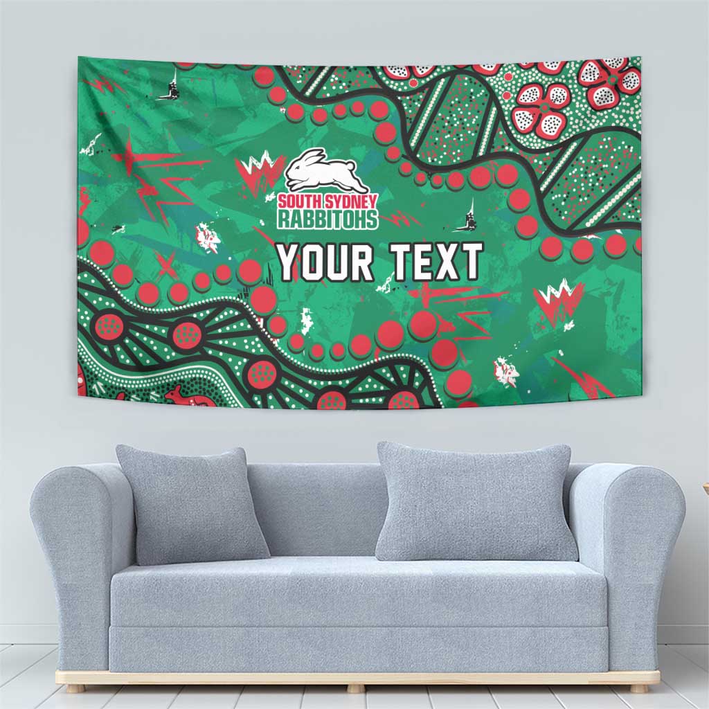 Personalized South Sydney Rabbitohs Tapestry Aboriginal Pattern with Graffiti Style Design