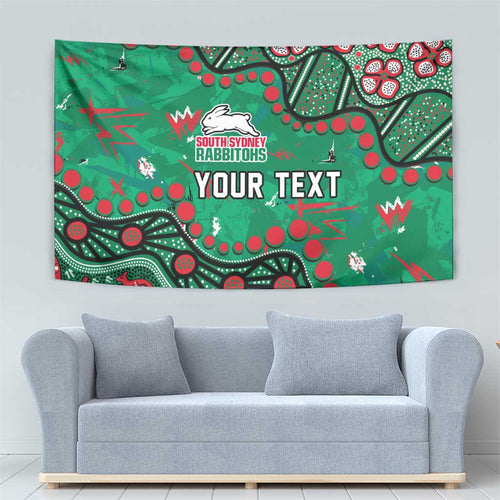 Personalized South Sydney Rabbitohs Tapestry Aboriginal Pattern with Graffiti Style Design