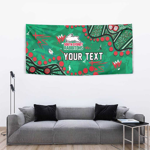 Personalized South Sydney Rabbitohs Tapestry Aboriginal Pattern with Graffiti Style Design