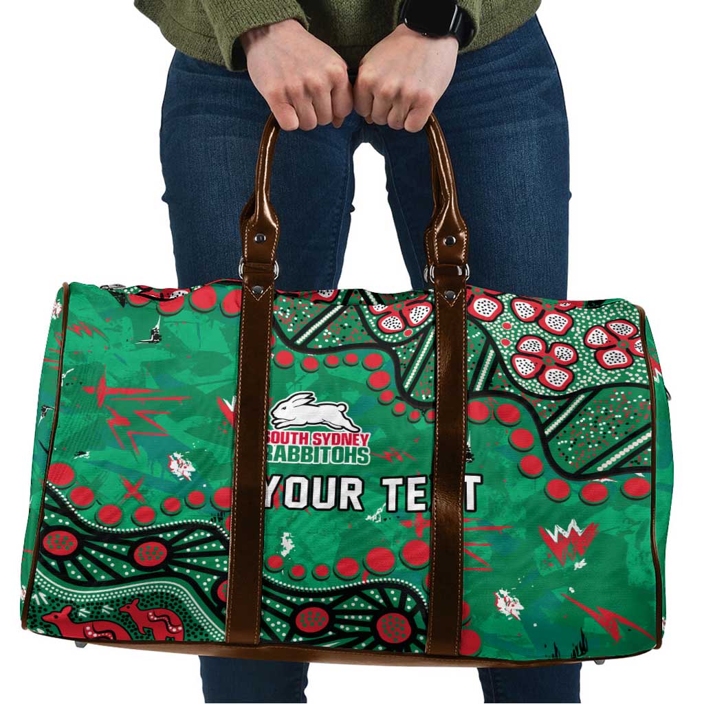 Personalized South Sydney Rabbitohs Travel Bag Aboriginal Pattern with Graffiti Style Design