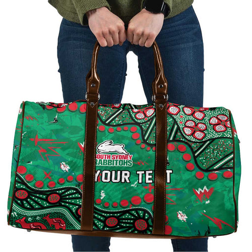 Personalized South Sydney Rabbitohs Travel Bag Aboriginal Pattern with Graffiti Style Design