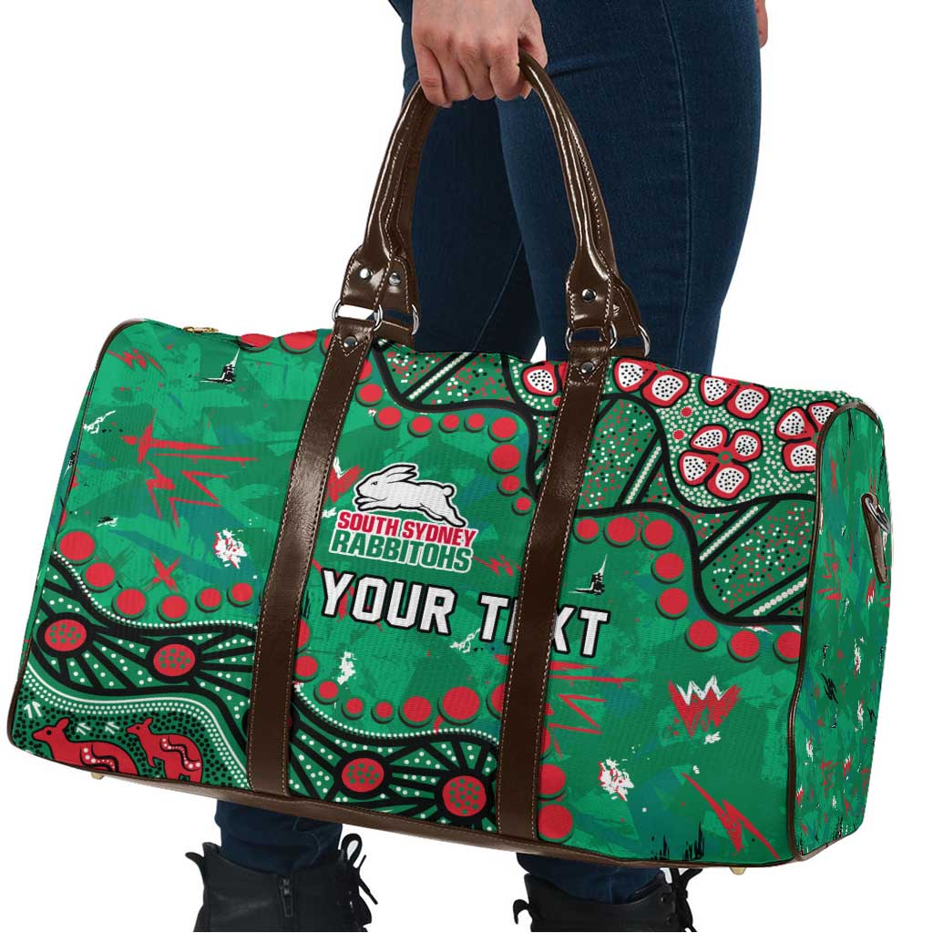 Personalized South Sydney Rabbitohs Travel Bag Aboriginal Pattern with Graffiti Style Design