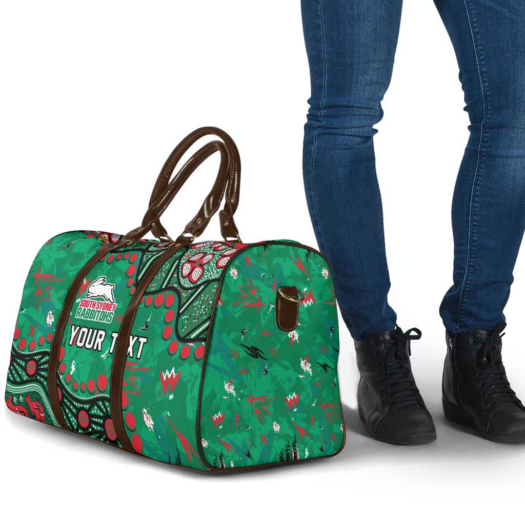 Personalized South Sydney Rabbitohs Travel Bag Aboriginal Pattern with Graffiti Style Design