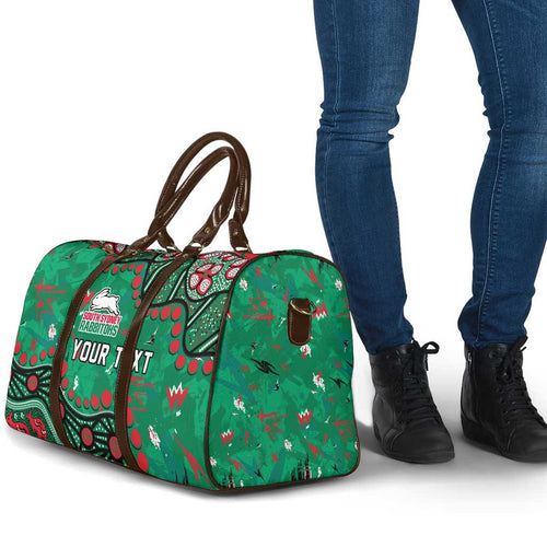 Personalized South Sydney Rabbitohs Travel Bag Aboriginal Pattern with Graffiti Style Design