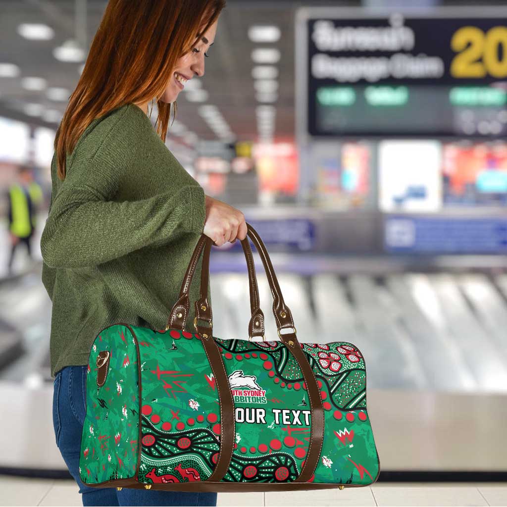Personalized South Sydney Rabbitohs Travel Bag Aboriginal Pattern with Graffiti Style Design