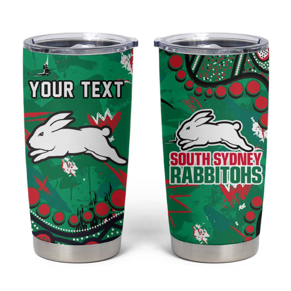 Personalized South Sydney Rabbitohs Tumbler Cup Aboriginal Pattern with Graffiti Style Design