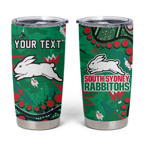 Personalized South Sydney Rabbitohs Tumbler Cup Aboriginal Pattern with Graffiti Style Design