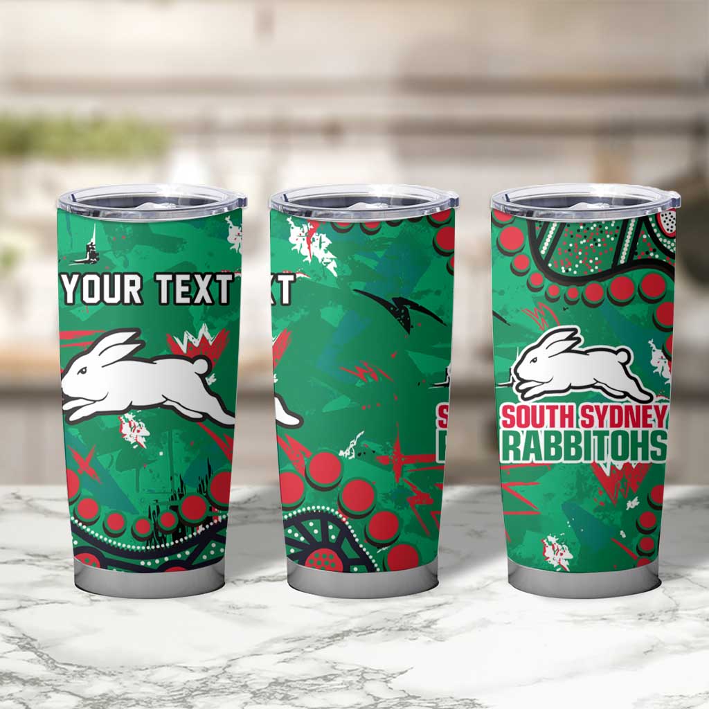 Personalized South Sydney Rabbitohs Tumbler Cup Aboriginal Pattern with Graffiti Style Design