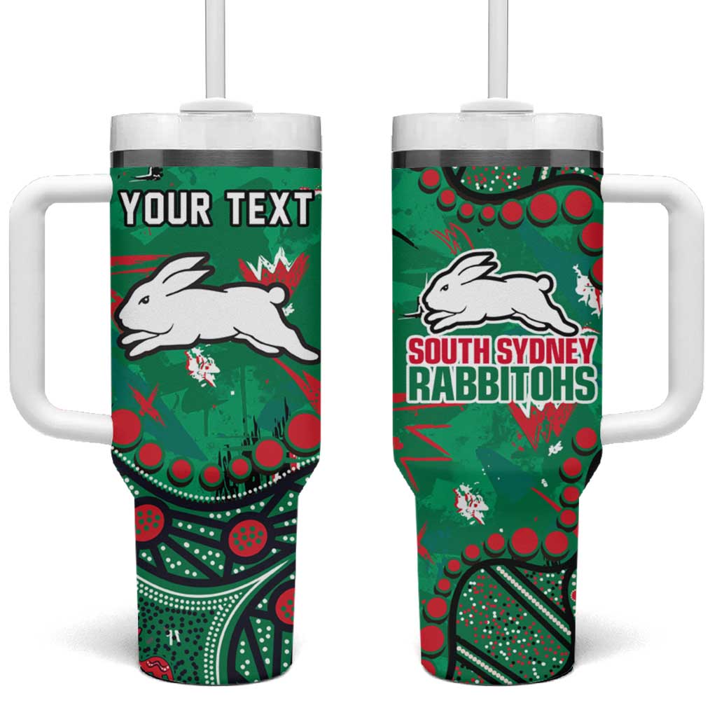 Personalized South Sydney Rabbitohs Tumbler With Handle Aboriginal Pattern with Graffiti Style Design