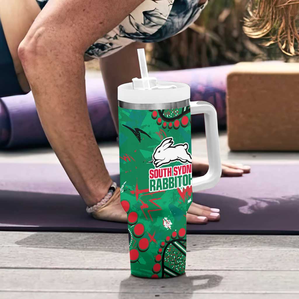 Personalized South Sydney Rabbitohs Tumbler With Handle Aboriginal Pattern with Graffiti Style Design