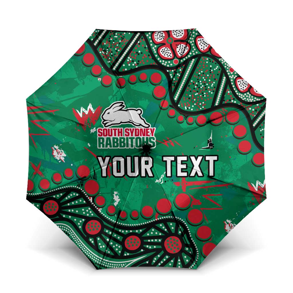 Personalized South Sydney Rabbitohs Umbrella Aboriginal Pattern with Graffiti Style Design