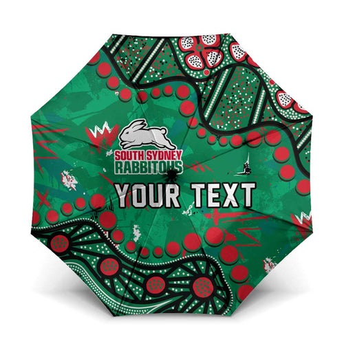 Personalized South Sydney Rabbitohs Umbrella Aboriginal Pattern with Graffiti Style Design