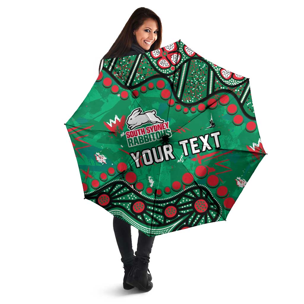 Personalized South Sydney Rabbitohs Umbrella Aboriginal Pattern with Graffiti Style Design