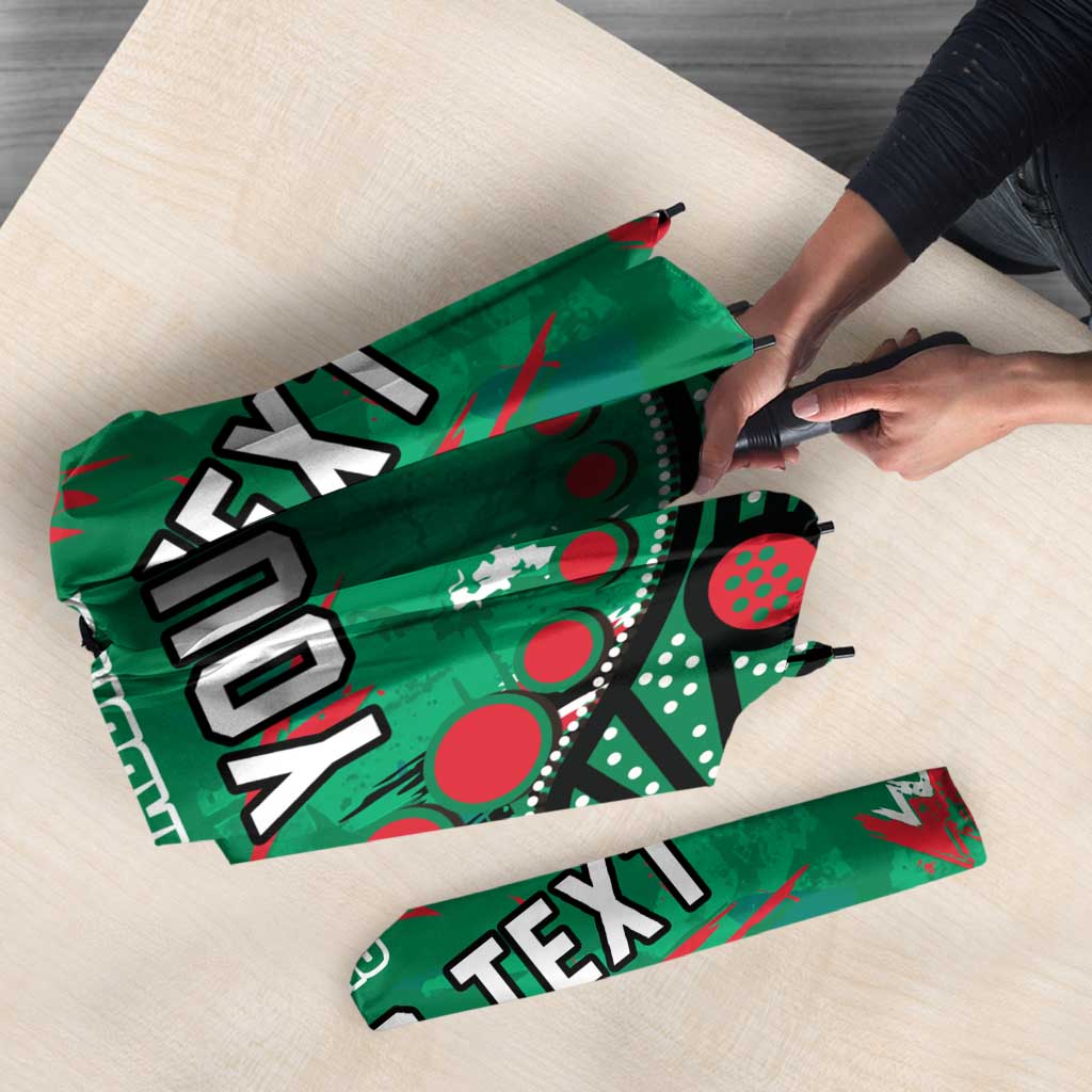 Personalized South Sydney Rabbitohs Umbrella Aboriginal Pattern with Graffiti Style Design