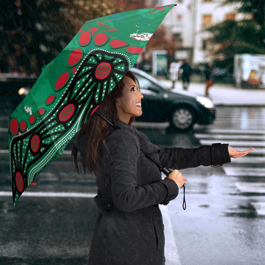 Personalized South Sydney Rabbitohs Umbrella Aboriginal Pattern with Graffiti Style Design