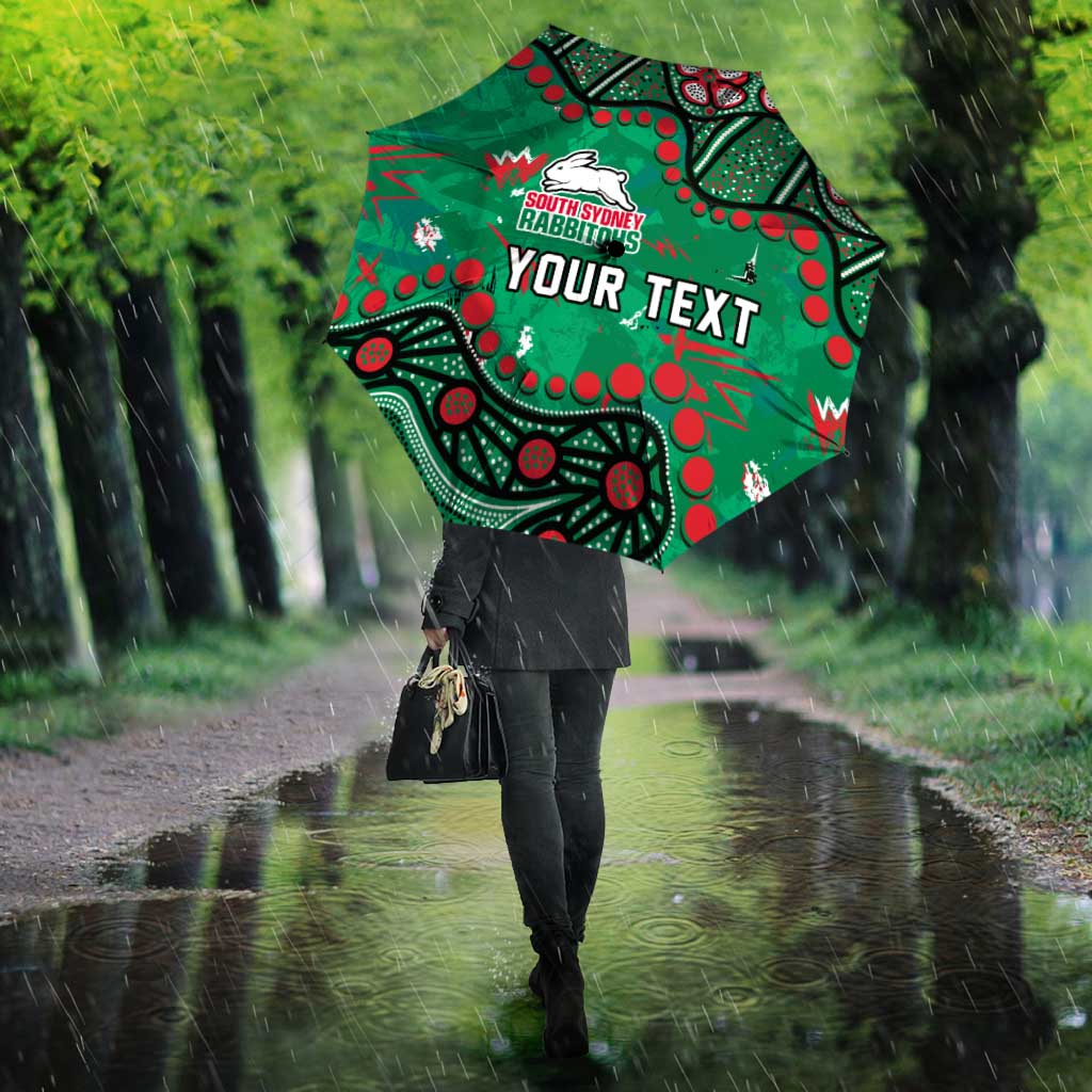Personalized South Sydney Rabbitohs Umbrella Aboriginal Pattern with Graffiti Style Design