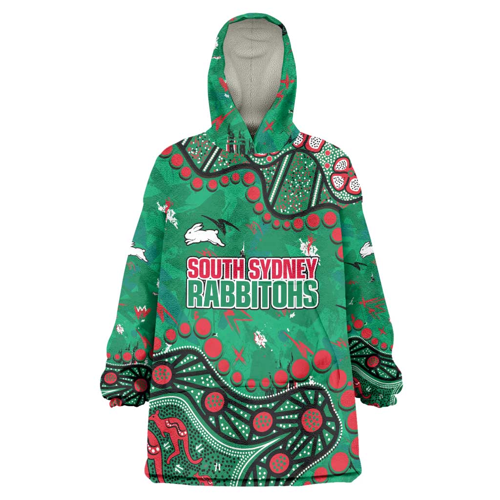 Personalized South Sydney Rabbitohs Wearable Blanket Hoodie Aboriginal Pattern with Graffiti Style Design