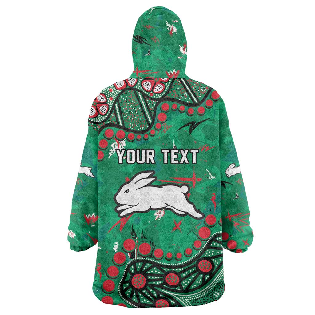 Personalized South Sydney Rabbitohs Wearable Blanket Hoodie Aboriginal Pattern with Graffiti Style Design