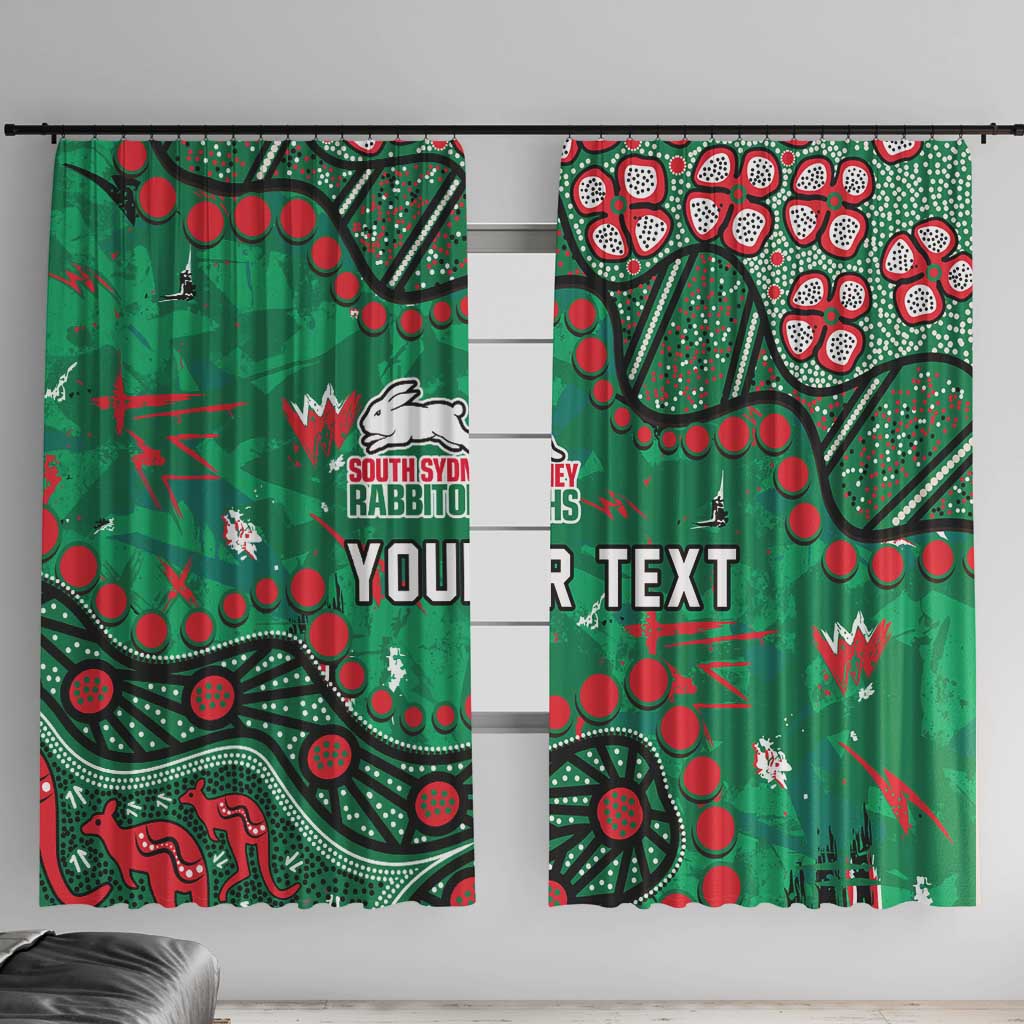 Personalized South Sydney Rabbitohs Window Curtain Aboriginal Pattern with Graffiti Style Design