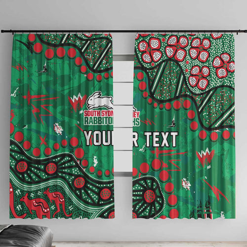 Personalized South Sydney Rabbitohs Window Curtain Aboriginal Pattern with Graffiti Style Design