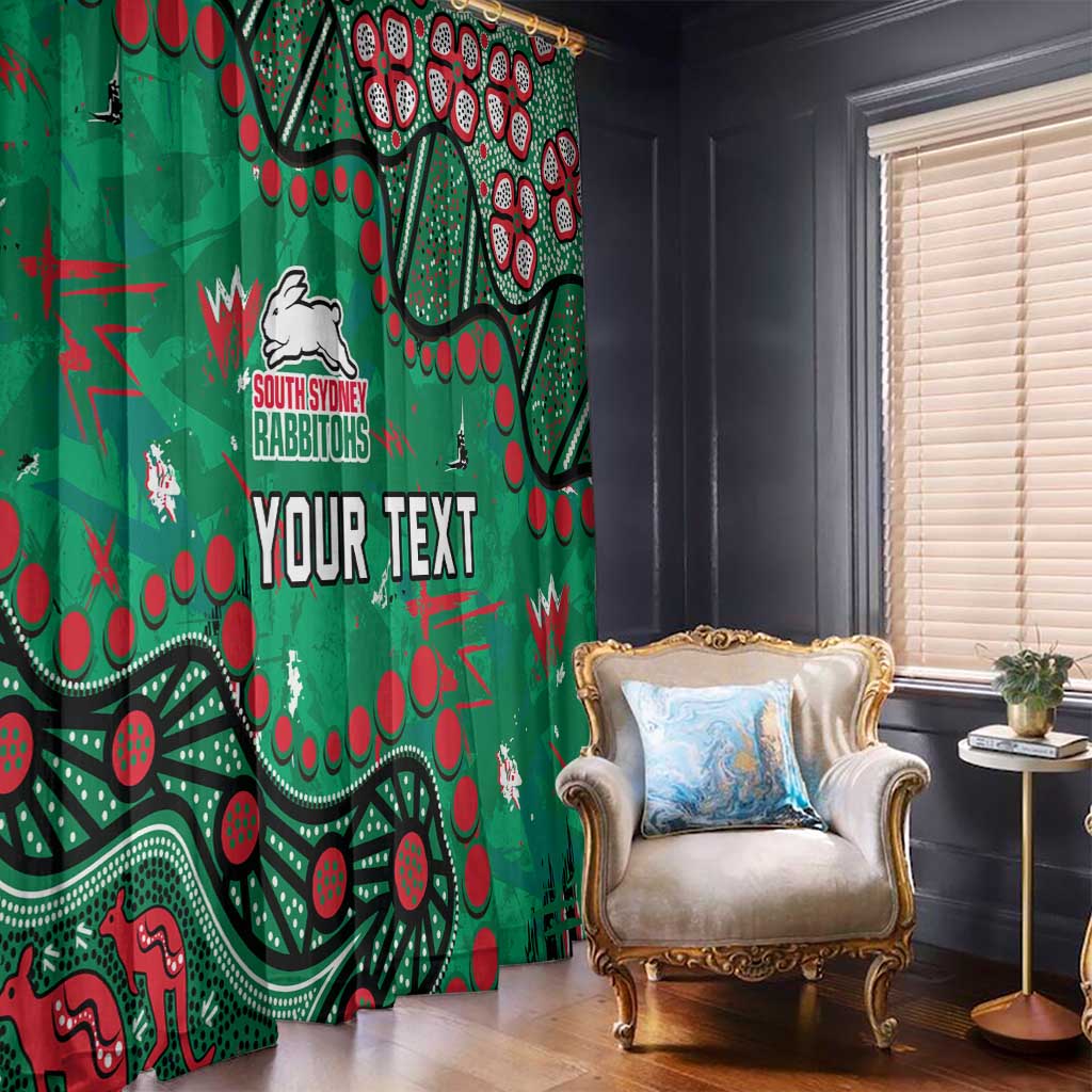 Personalized South Sydney Rabbitohs Window Curtain Aboriginal Pattern with Graffiti Style Design