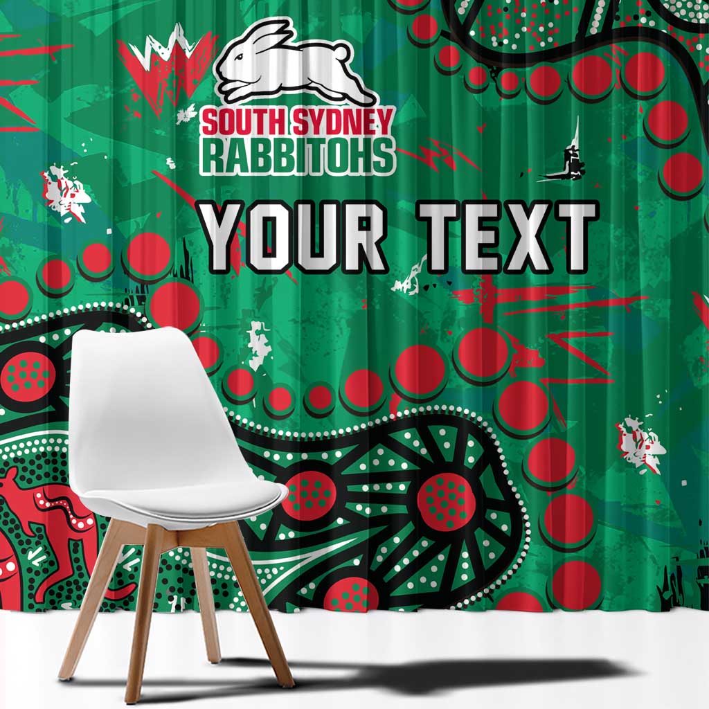 Personalized South Sydney Rabbitohs Window Curtain Aboriginal Pattern with Graffiti Style Design